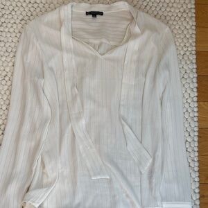 White Striped Blouse with Tie Detail
